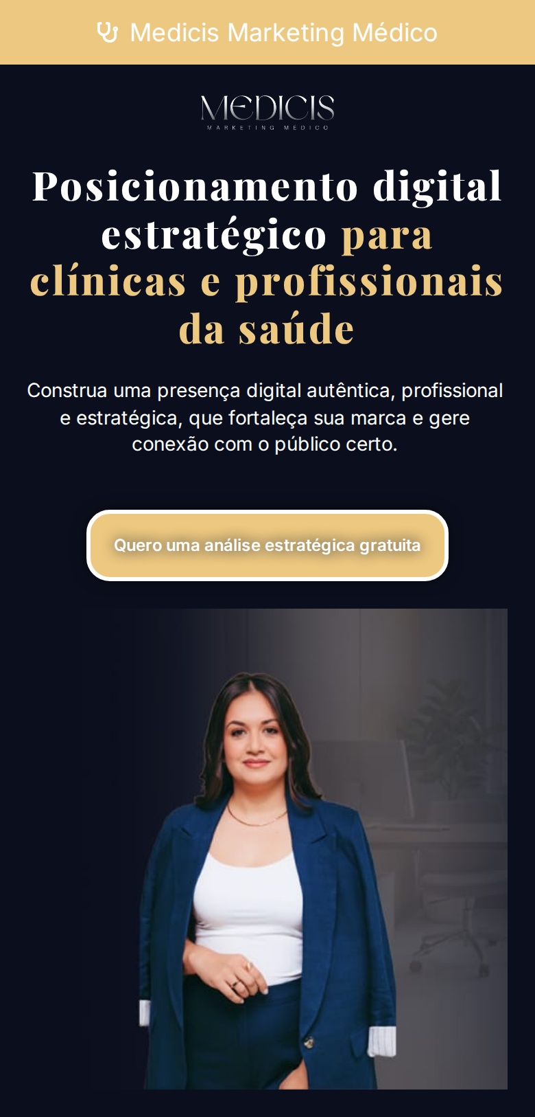 Hero da Landing Page Medicis em mobile