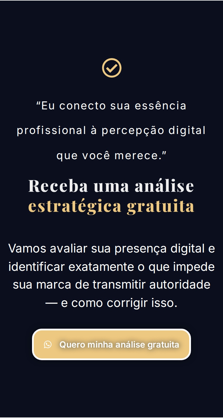Seção mobile da Medicis com explicação da análise estratégica e chamada para ação